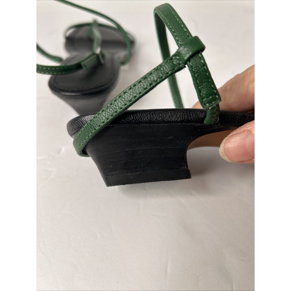 Madewell Maycie Isometric T Strap  SANDALS  Leather Green Sz 8 Strappy - Picture 6 of 9